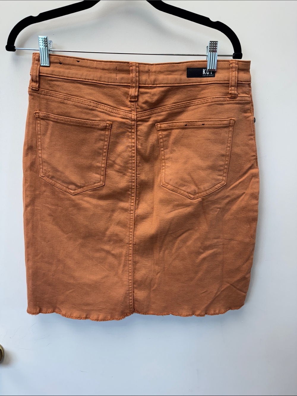 Kut from the Kloth Burnt Orange Denim Midi Skirt - Picture 2 of 7
